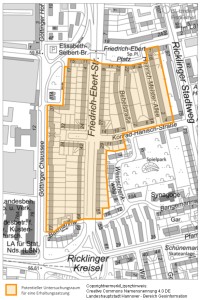 Karte: Untersuchungsraum für Erhaltungssatzung in Ricklingen